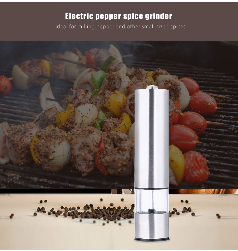 Electric Stainless Steel Pepper Spice Grinder Seasoning Mill Kitchen Accessory