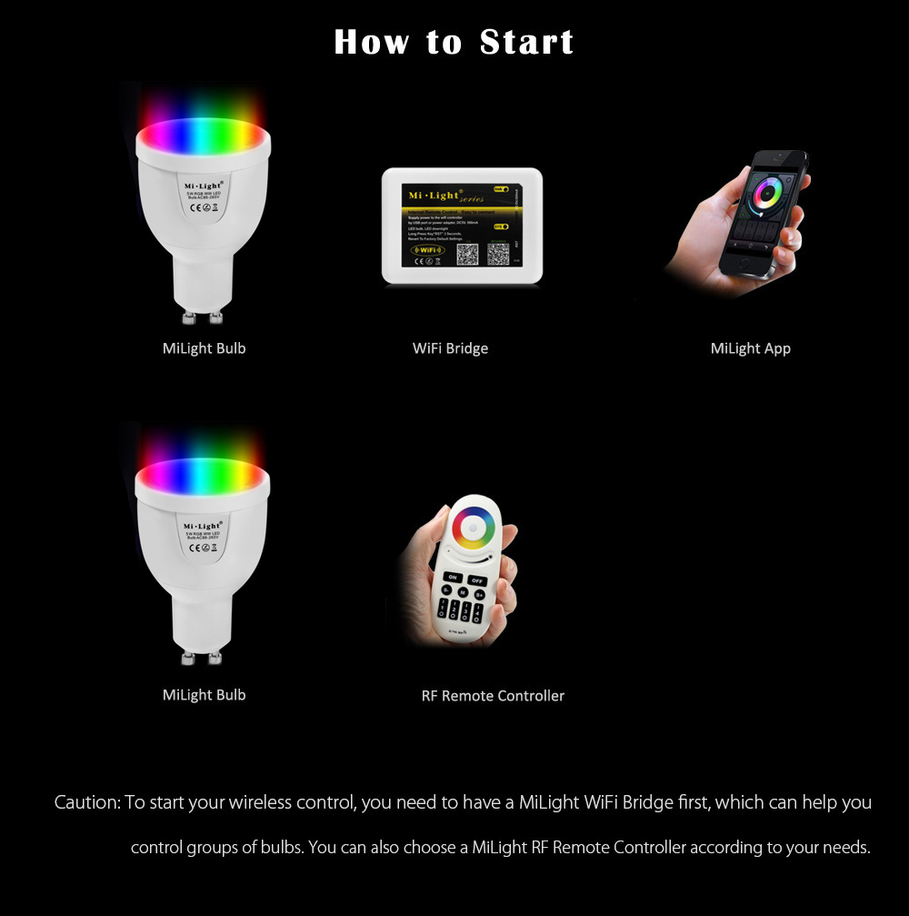 MiLight WiFi LED Spot Bulb 64 Hundred Thousand Colors Ambient Light