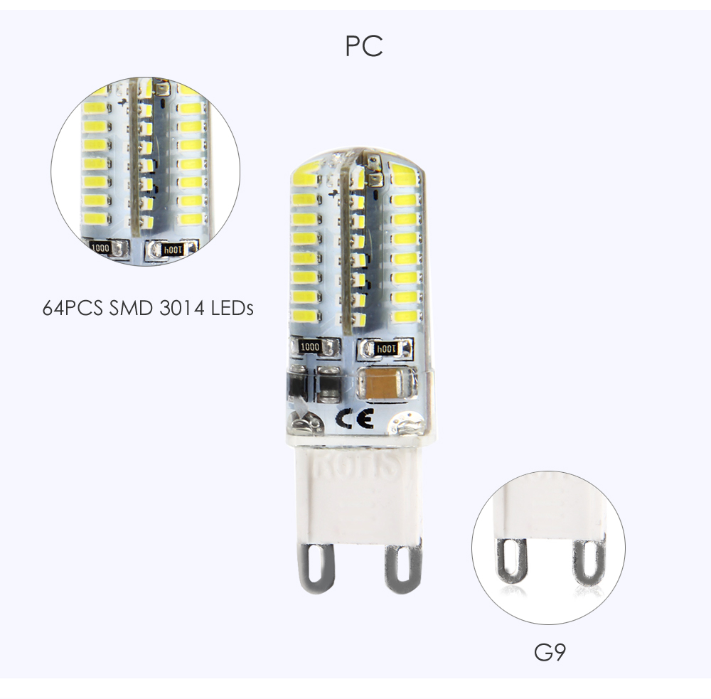Lightme 5PCS G9 AC 110V 6W SMD 3014 LED Bulb Light Energy Saving Lamp with 64 LEDs