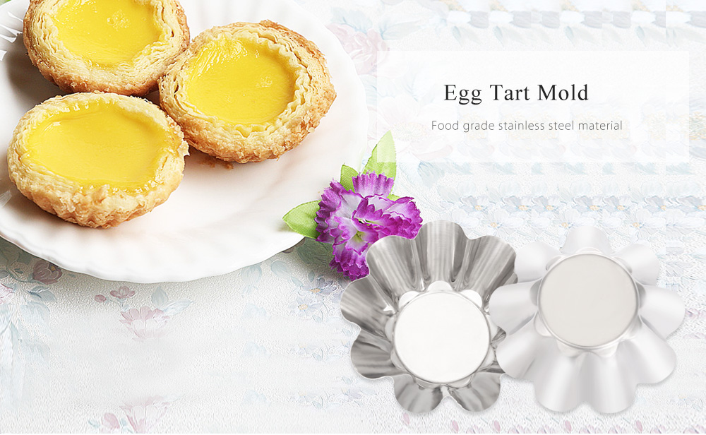 6pcs Stainless Steel Egg Tart Cupcake Mold Baking Cup