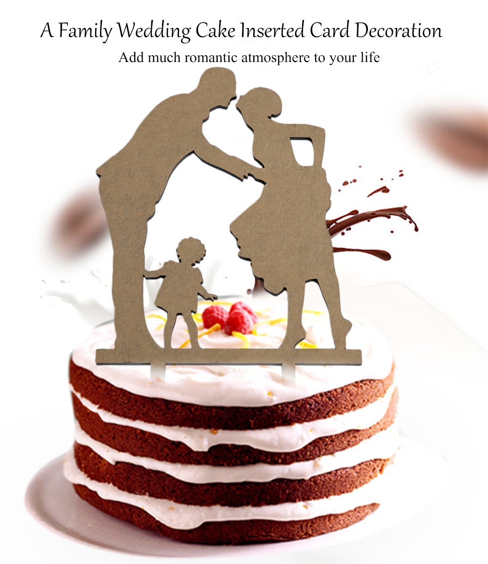 A Family Shape Birthday Wedding Cake Inserted Card Decoration