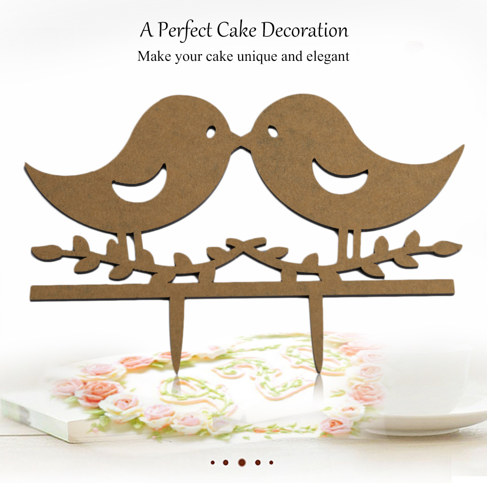 Lover Bird Shape Wedding Cake Inserted Card Decoration