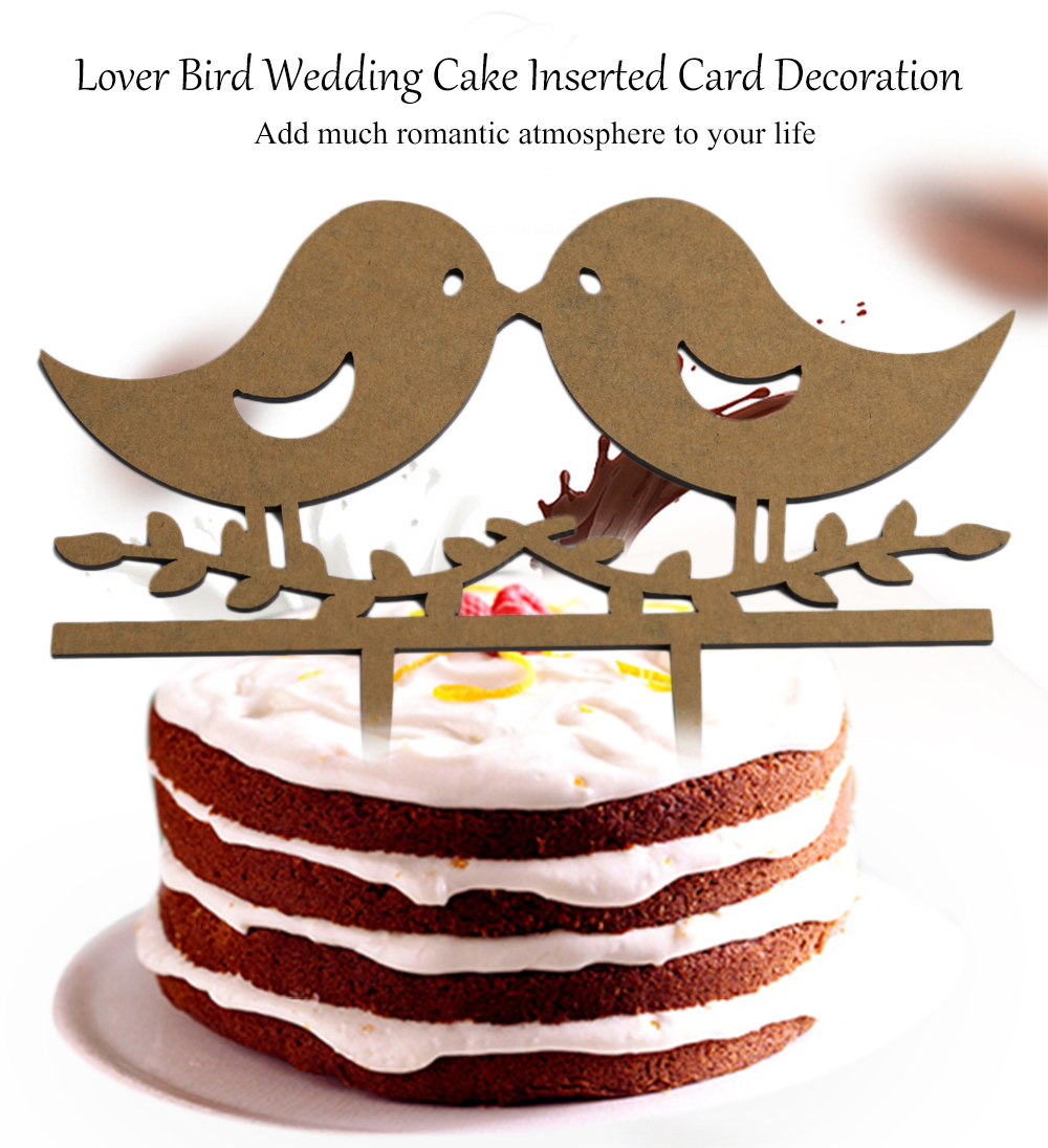 Lover Bird Shape Wedding Cake Inserted Card Decoration