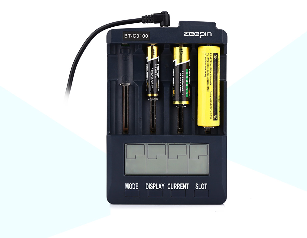 ZEEPIN BT - C3100 V2.2 Digital Intelligent 4 Slot LCD Battery Charger with Adapter
