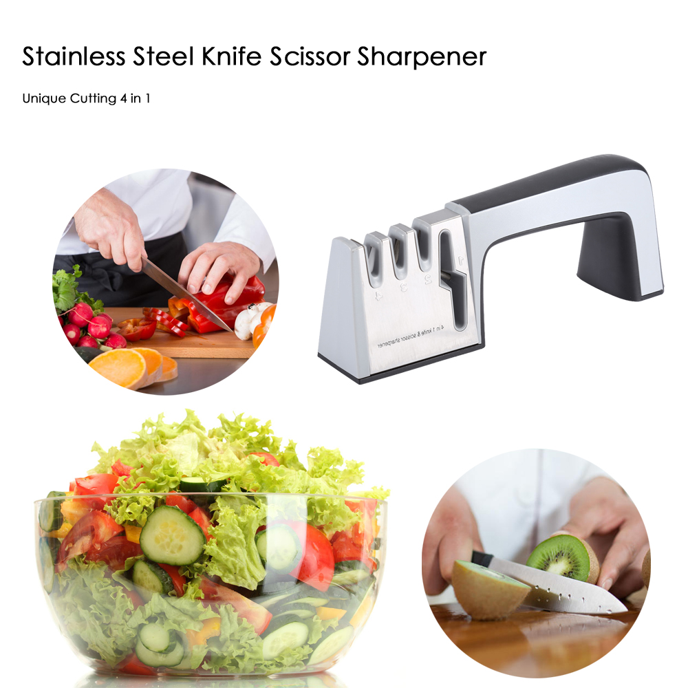ZHAOLIDA Unique Cutting 4 in 1 Stainless Steel Knife Scissor Sharpener Ceramic Whetstone Hand Tool