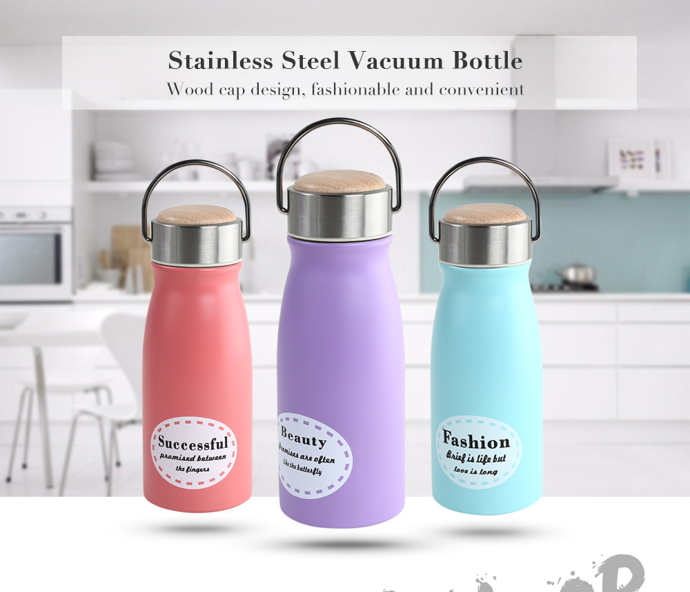 300ML Wood Cap Stainless Steel Vacuum Insulation Bottle Cup