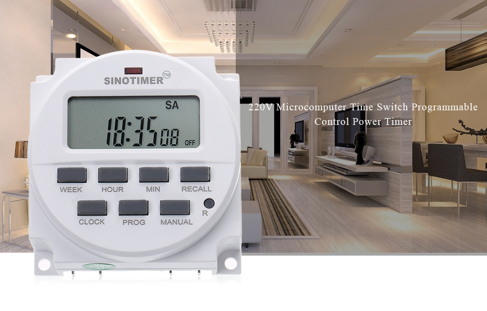 SINOTIMER 220V Digital Multipurpose Programmable Control Power Timer Switch