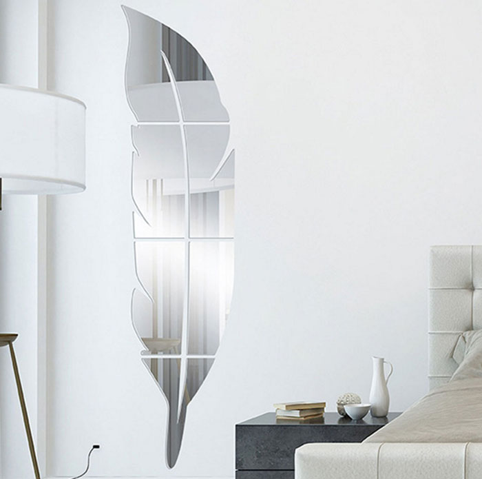 Feather Shape Home Decor Acrylic Mirror Wall Sticker