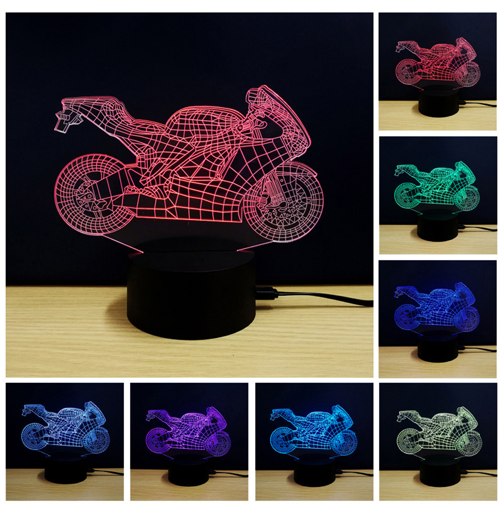Colorful Motorcycle Model 3D LED Table Lamp