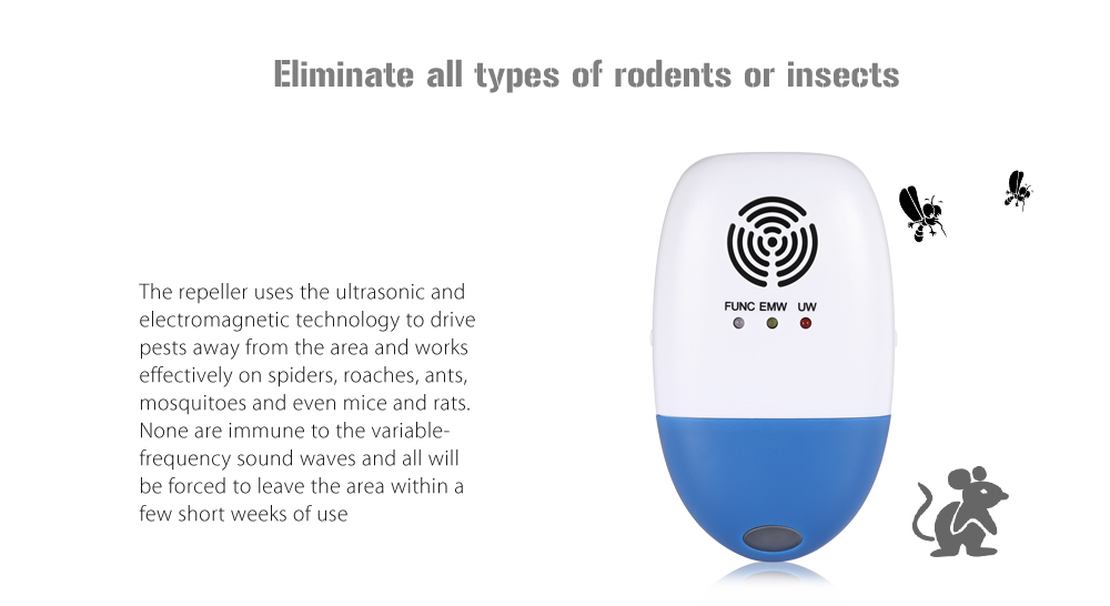 Ultrasonic Mosquito Pest Repeller Electronic Sound Wave for Rat Roach Insect Fly Spider