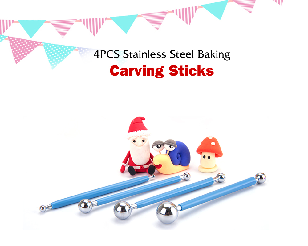 4PCS Stainless Steel Baking Carving Sticks