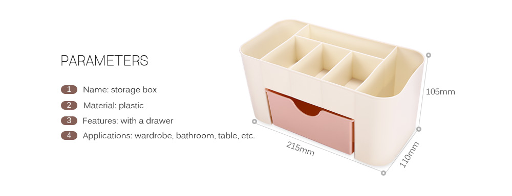 Plastic Desktop Cosmetic Storage Box Container with Drawer