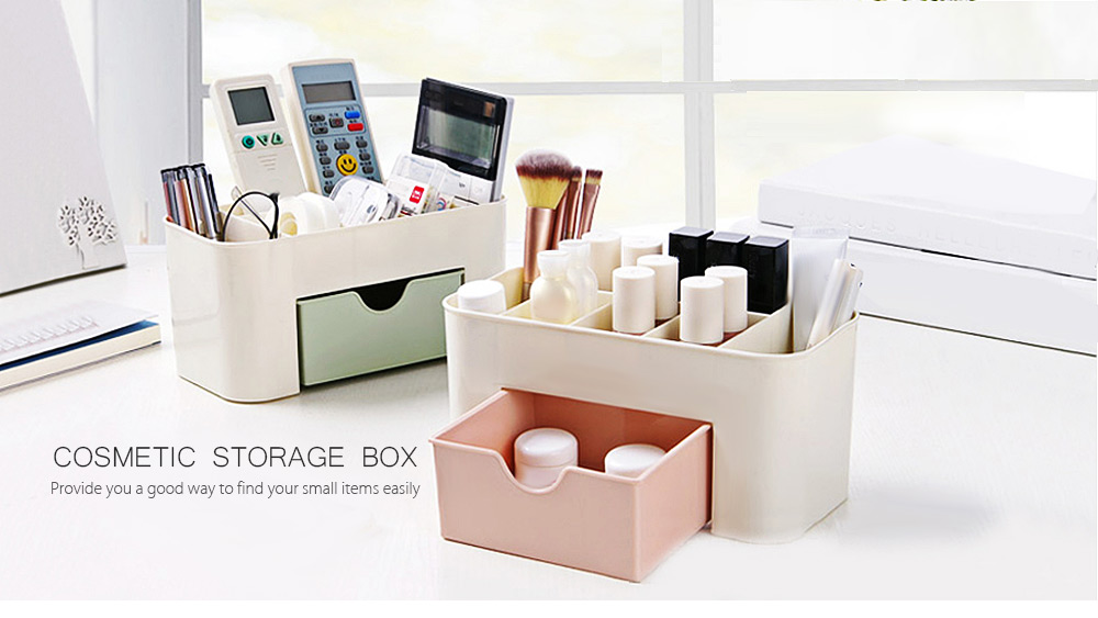 Plastic Desktop Cosmetic Storage Box Container with Drawer