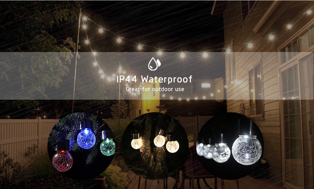 2pcs Waterproof Solar Powered Crackle Glass Ball LED Light Lamp Outdoor Garden Christmas Decoration