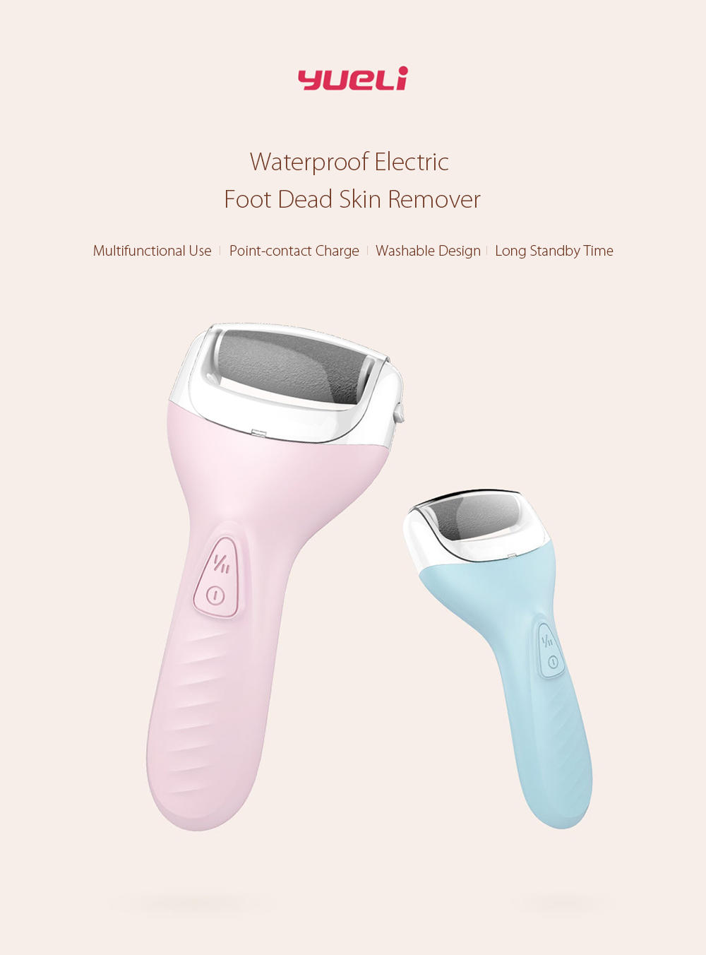 yueLi Waterproof Rechargeable Electric Foot Dead Skin Remover for Feet Care