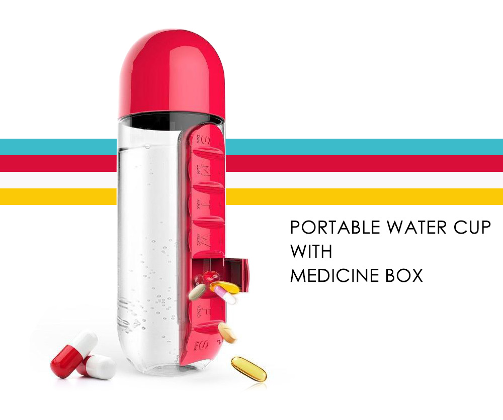 Portable Water Bottle with Medicine Box