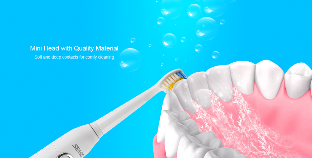 SEAGO SG - 507 Electric USB Sonic Toothbrush Dentist Rechargeable Cleaner with Smart Timer Five Optional Brushing Modes Waterproof Fully Washable Replacement Heads