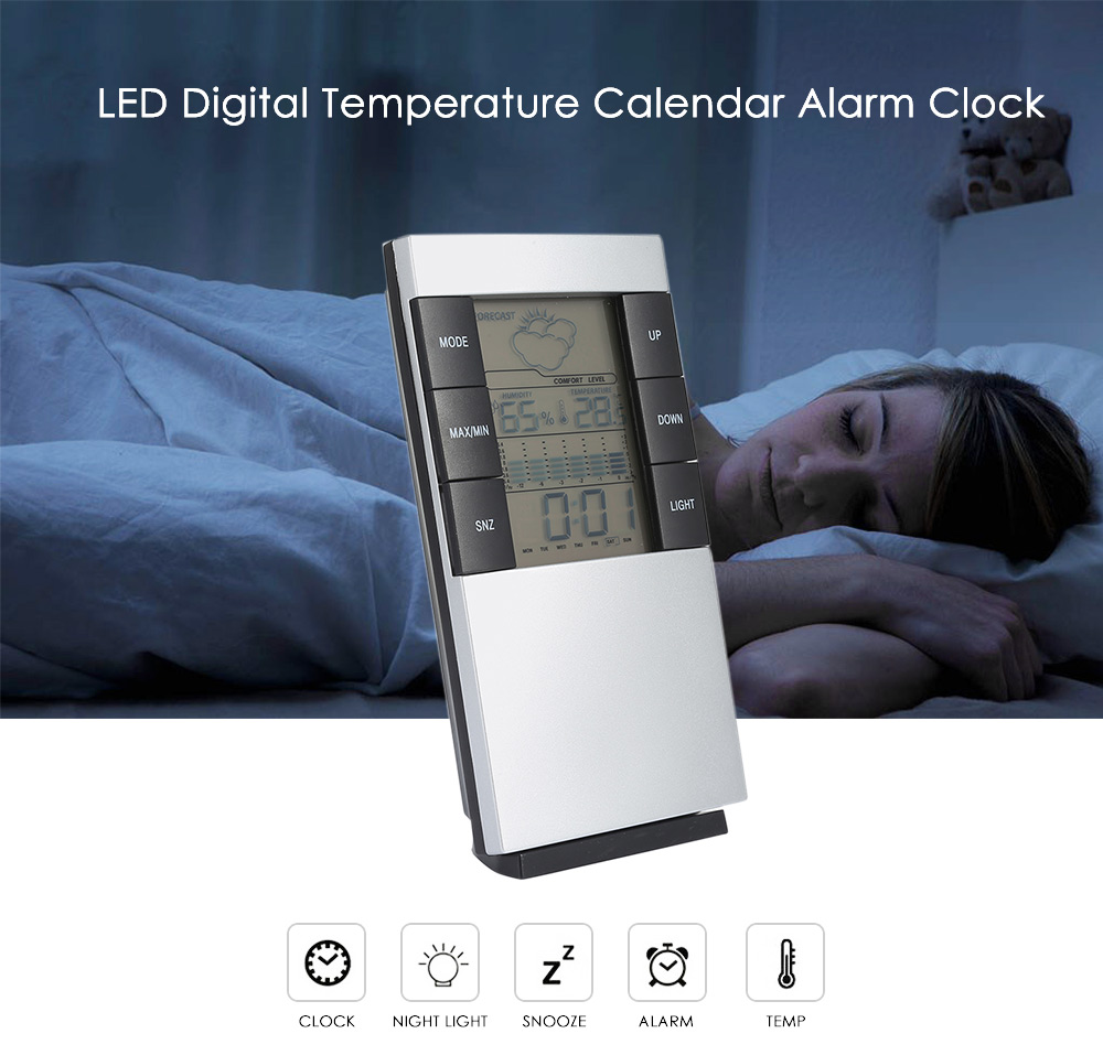 Digital Temperature Humidity Alarm Clock