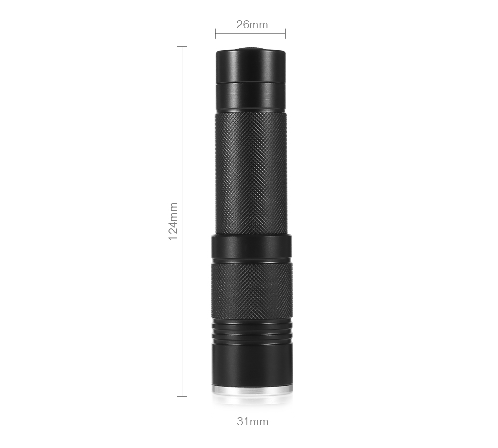 CREE XM - T6 3 Lighting Modes Portable Zoomable Tactical Handheld LED Flashlight Outdoor Waterproof Torch with Tail Mount for Camping Hiking Hunting Fishing Emergency