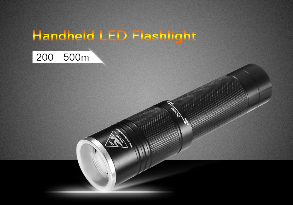 CREE XM - T6 3 Lighting Modes Portable Zoomable Tactical Handheld LED Flashlight Outdoor Waterproof Torch with Tail Mount for Camping Hiking Hunting Fishing Emergency