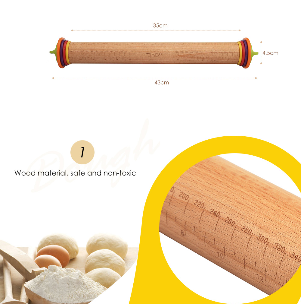 Adjustable Baking Stick Wooden Rolling Pin