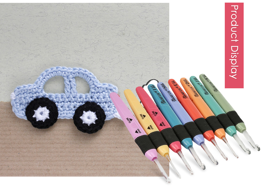 9pcs LED Light Crochet Hooks Knitting Needles Weave Handcraft Sewing Hand Tool
