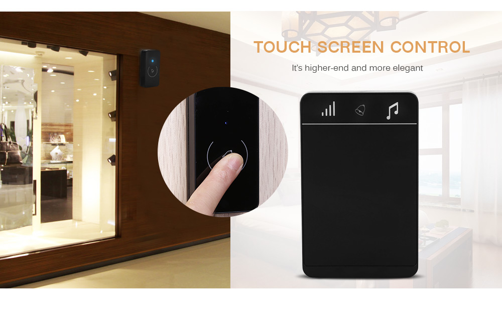 HD - 03 Portable Waterproof Wireless Doorbell Kit Touch Sensor Automatic Coding 150M Range with 52 Melodies 5 Volume Levels