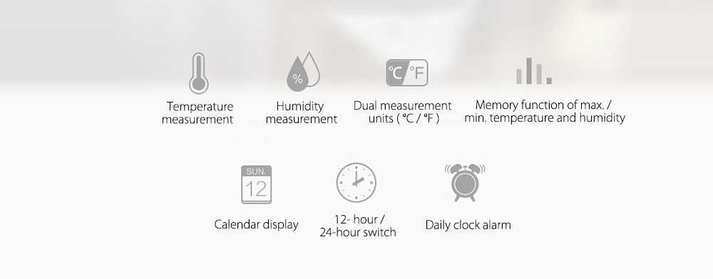 Weather Station Digital LCD Temperature Humidity Meter Indoor / Outdoor Room Thermometer Clock Hygrometer with Probe Sensor