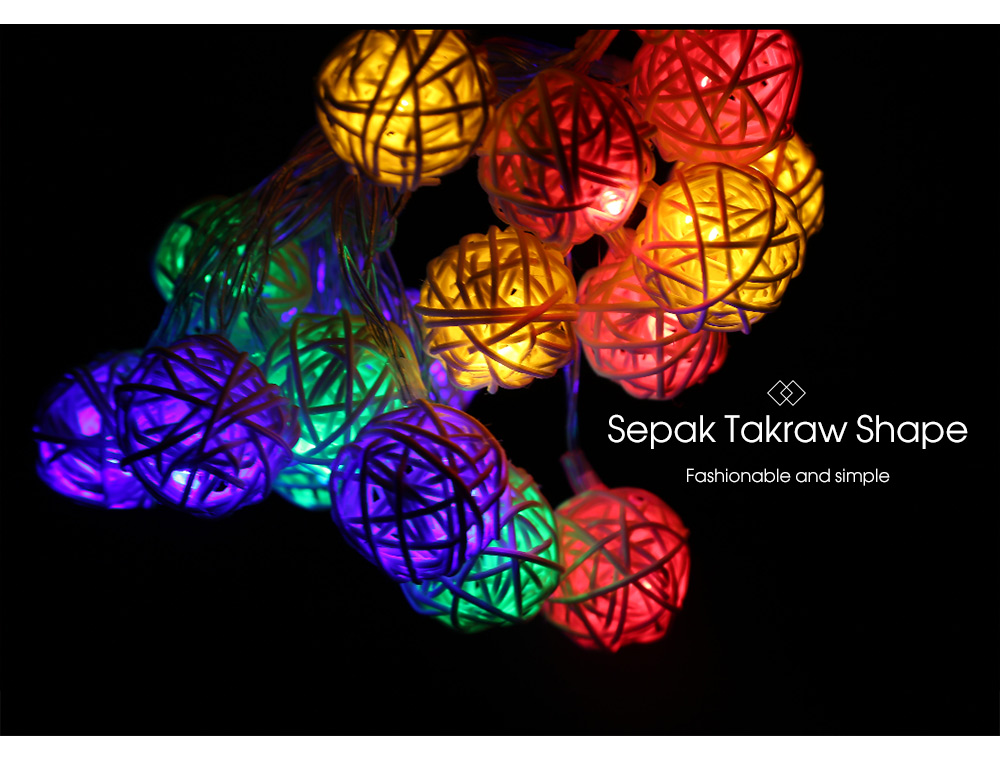 20 LEDs Sepak Takraw Light String 2M Decoration Battery Operated Lighting Chains for Christmas Hallowmas