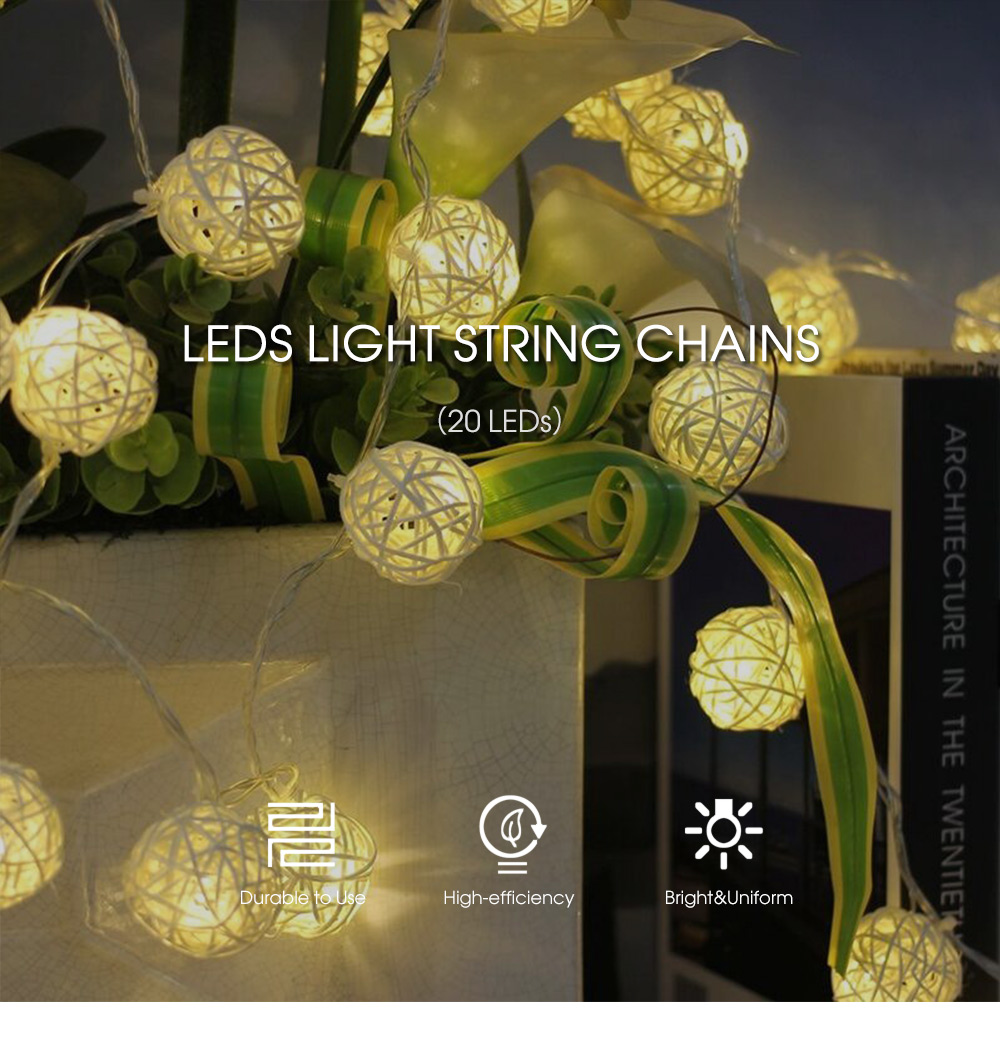 20 LEDs Sepak Takraw Light String 2M Decoration Battery Operated Lighting Chains for Christmas Hallowmas