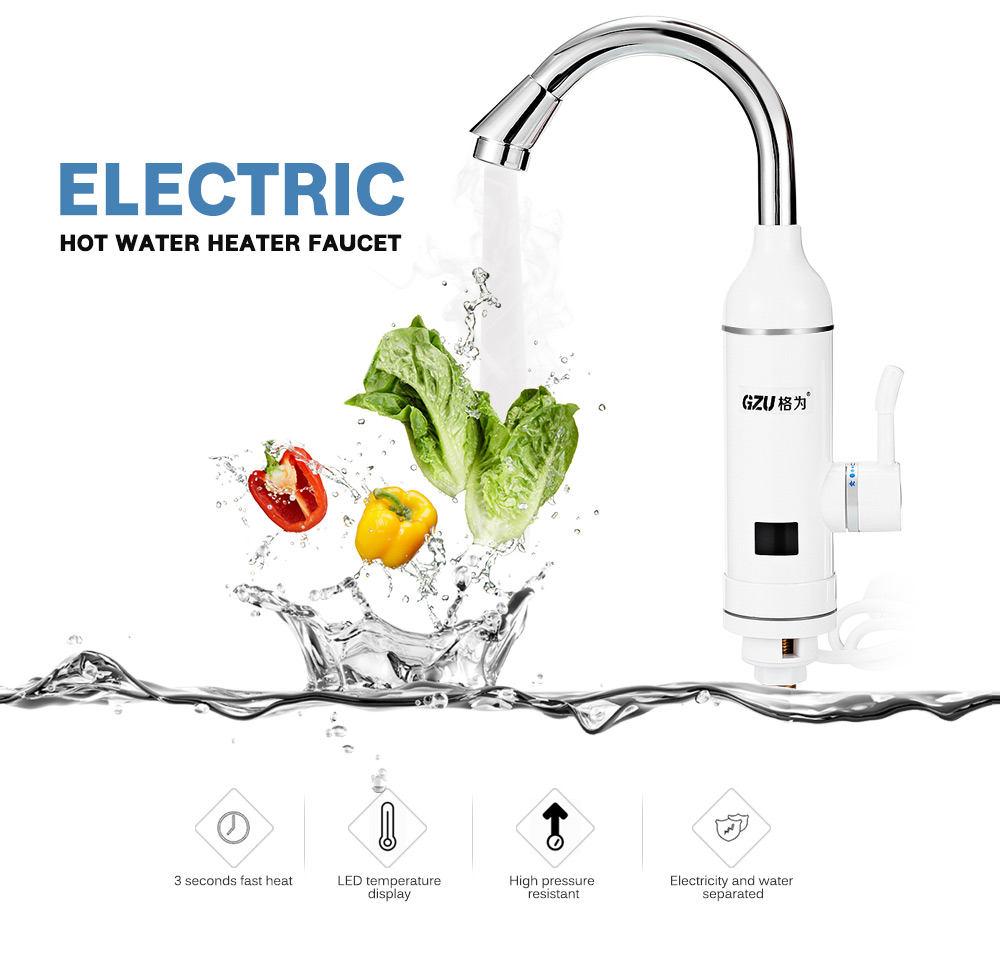 GZU ZM - C17 Electric Hot Water Heater Faucet Kitchen Bathroom Heating Dispenser Tap LED Temperature Display