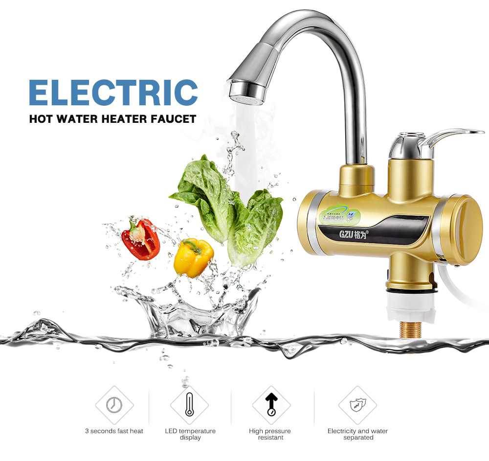 GZU ZM - D4 Electric Hot Water Heater Faucet Kitchen Bathroom Heating Tap with LED Temperature Display