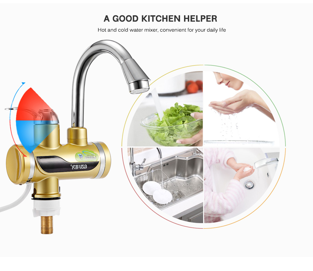 GZU ZM - D4 Electric Hot Water Heater Faucet Kitchen Bathroom Heating Tap with LED Temperature Display