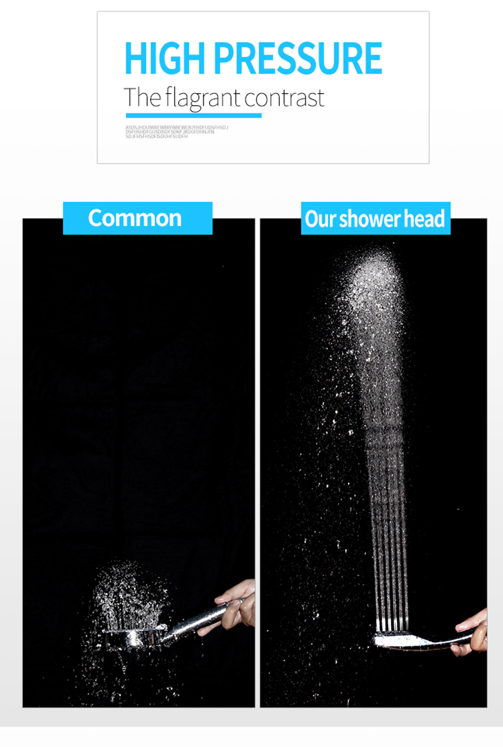 gocomma 300 Holes Shower Head Handheld Water Saving Bathroom High-pressure Boost Rainfall With Chrome ABS