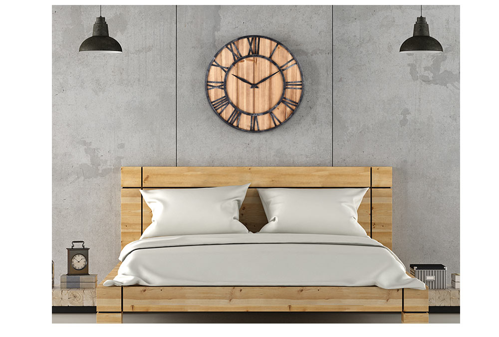 European Vintage Style Round Solid Wood Metal Wall Clock