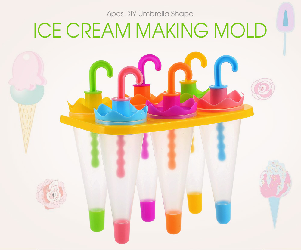 6pcs Umbrella Shape Ice Cream Making Mold