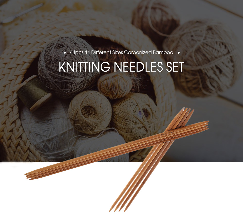 11 Different Sizes Carbonized Bamboo Knitting Needles Double Pointed Set