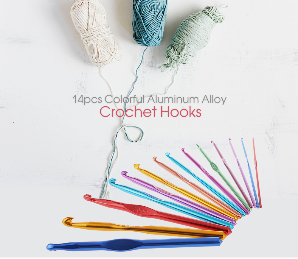 14pcs Colorful Aluminum Alloy Crochet Hooks