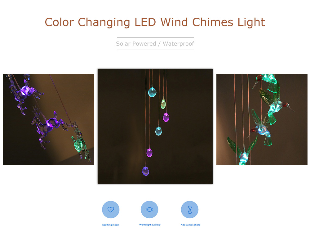 Solar Powered Color Changing LED Wind Chimes Decoration Lamp