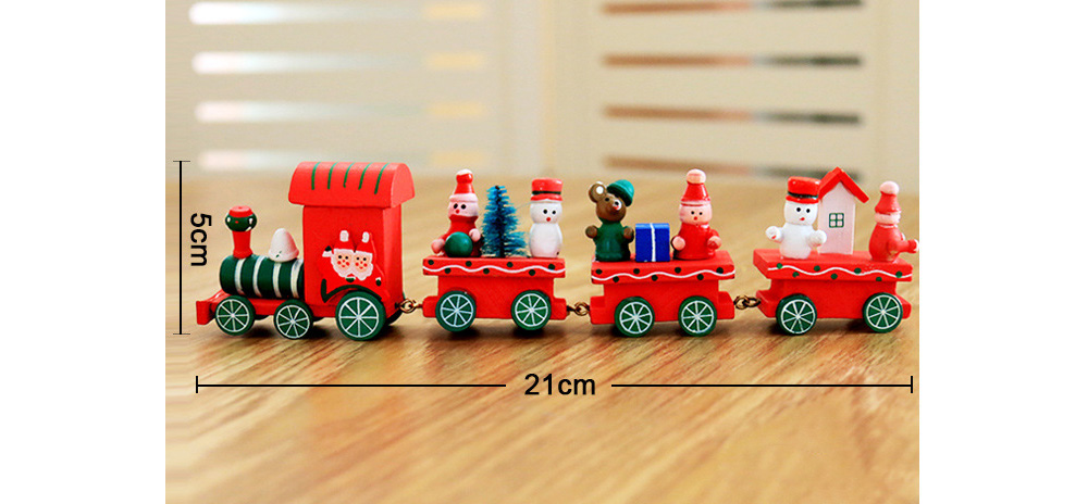 Cartoon Style Wooden Train Decoration Toy for Christmas