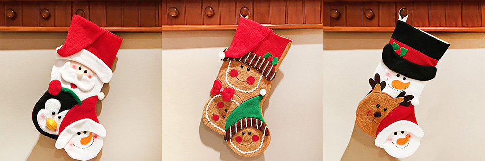 Christmas Style Stocking Sock Hang Decoration Candy Bag for Kids