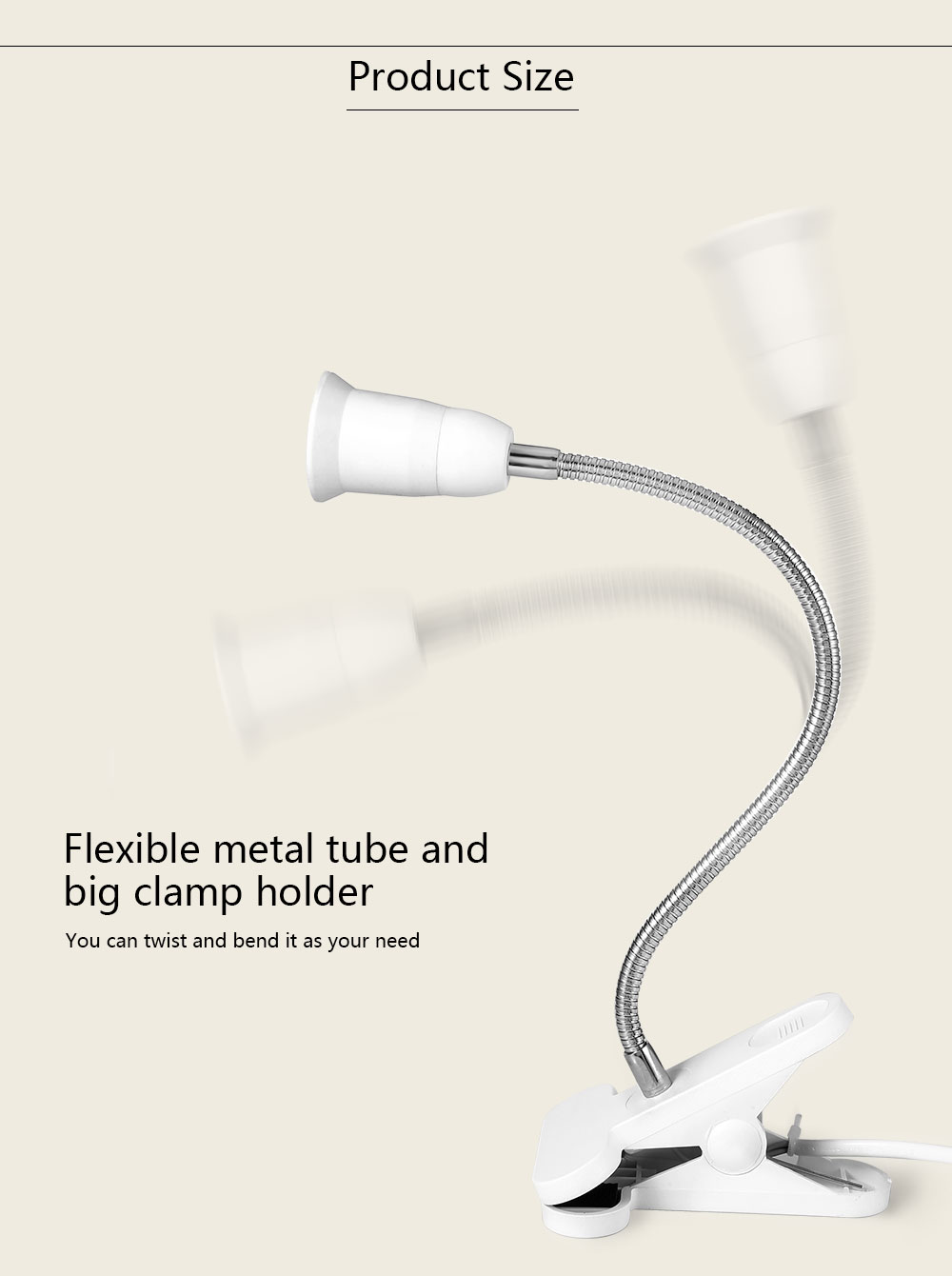 E27 Flexible Lamp Holder Adapter Bulb Socket Base with Clip