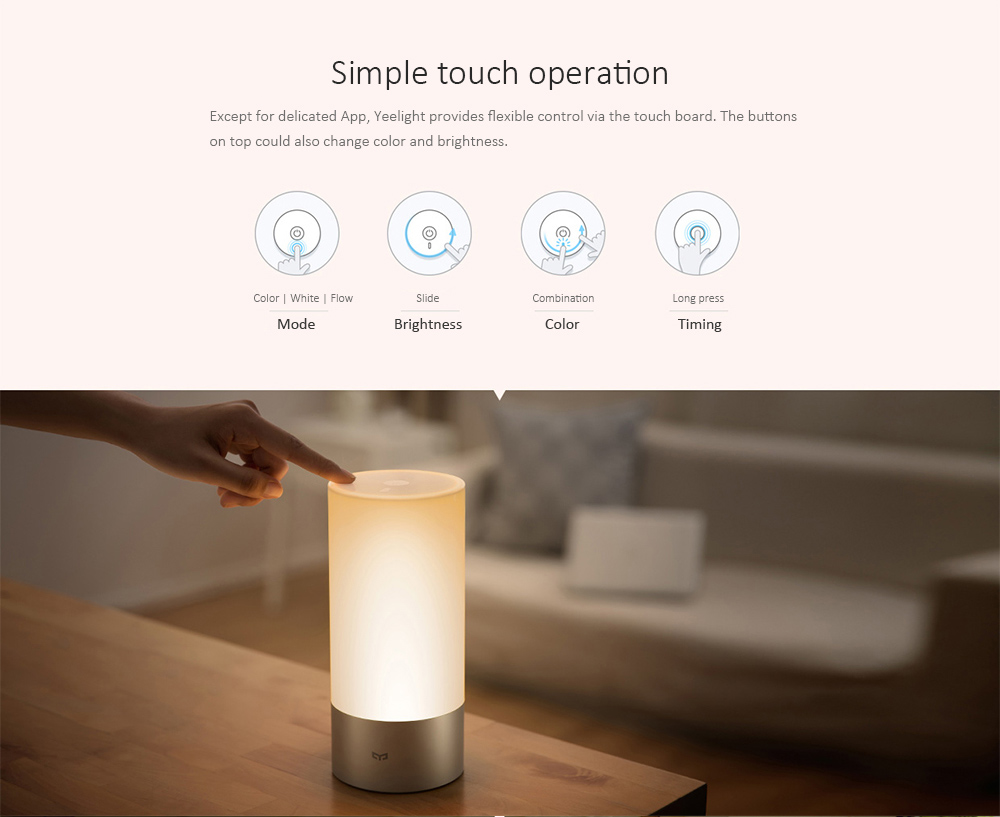 Mijia MJCTD01YL Bedside Lamp Night Light with OSRAM LED RGBW Touch Bluetooth Control WiFi Connection ( Update Version )