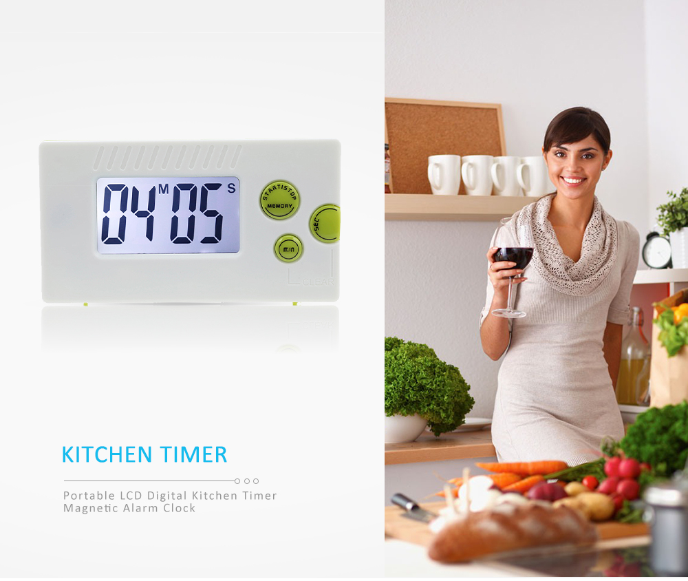 LCD Digital Kitchen Timer Magnetic Alarm Clock