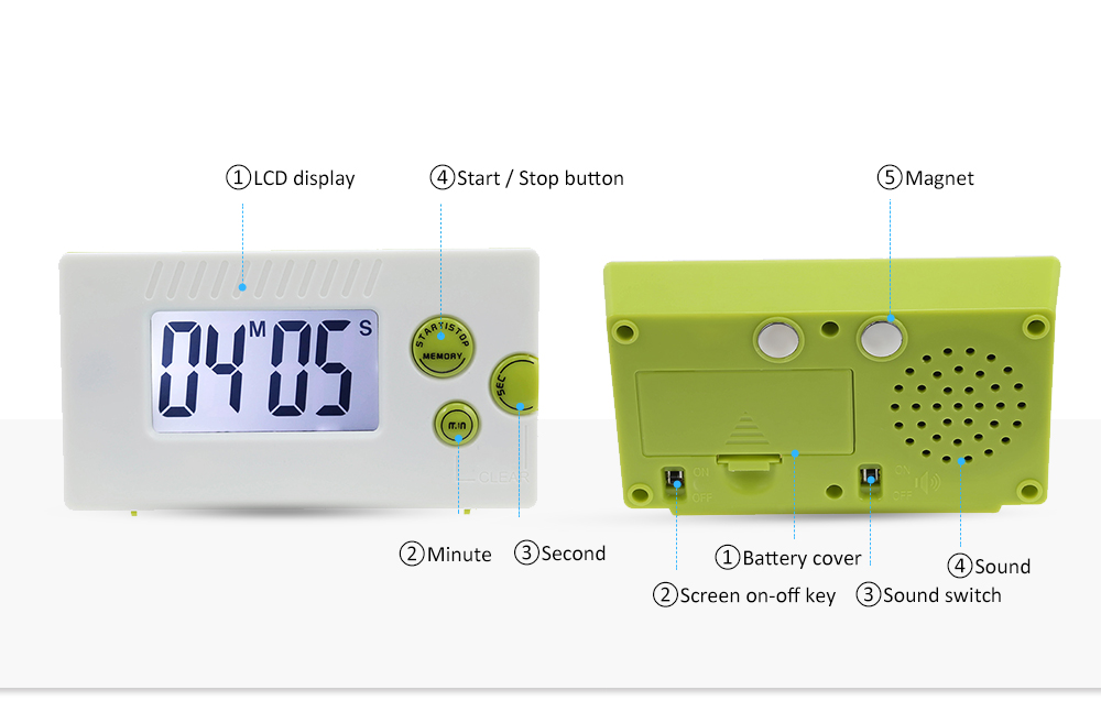 LCD Digital Kitchen Timer Magnetic Alarm Clock