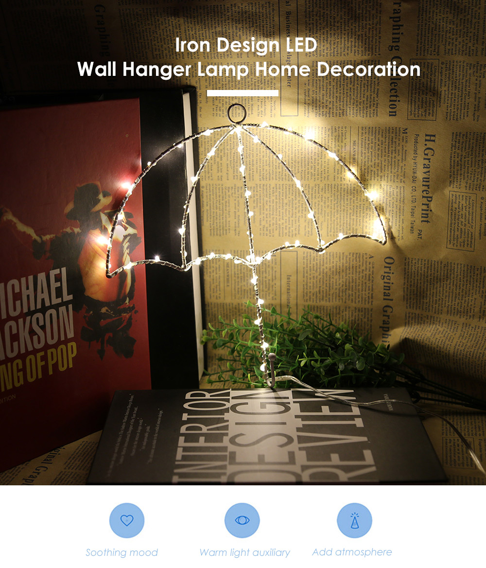 Chic Umbrella Shape Wall Hanger Lamp Copper Wire Decoration Light