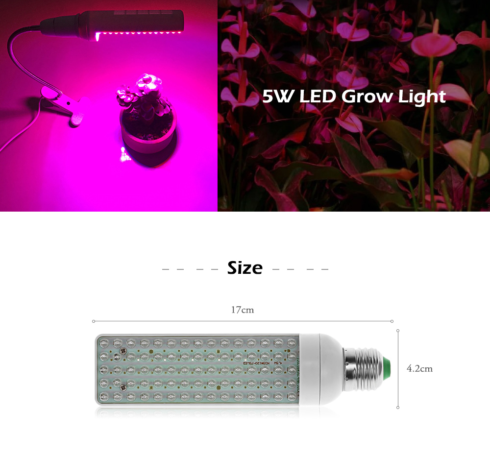 E27 5W 75 LEDs LED Grow Light Hydroponic Plant Lamp