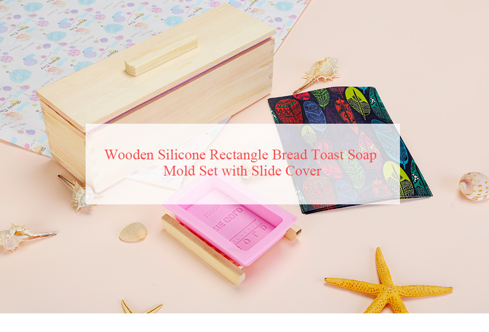 Wooden Silicone Rectangle Bread Toast Soap Mold Set with Slide Cover
