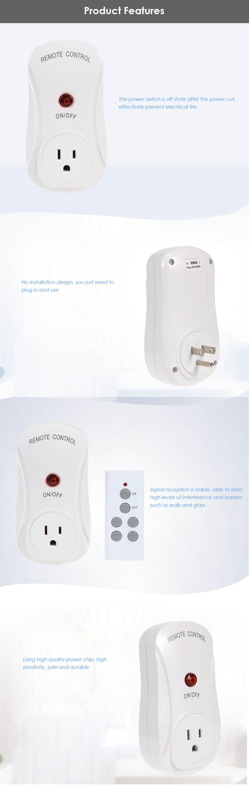 Household Wireless Remote Control Switch Socket