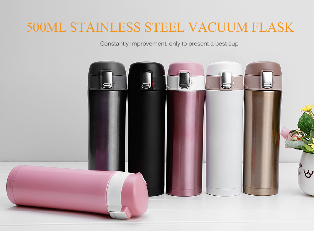 500ML Stainless Steel Vacuum Flask Tea Coffee Water Cup Travel Mug